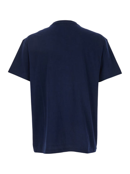 Polo ralph lauren Blue Crewneck T-Shirt with Logo Print on the Front in Cotton Man