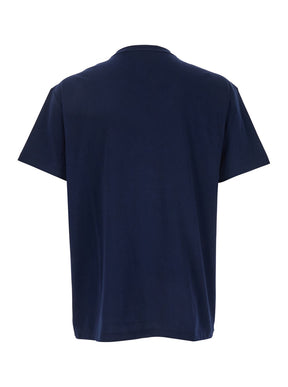 Polo ralph lauren Blue Crewneck T-Shirt with Logo Print on the Front in Cotton Man