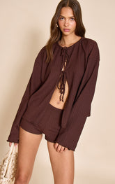 Chocolate Textured Hot Pants