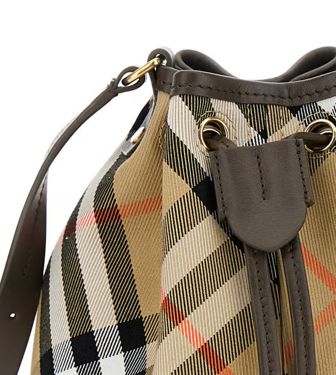 Burberry Beige Checkered Bucket Bag