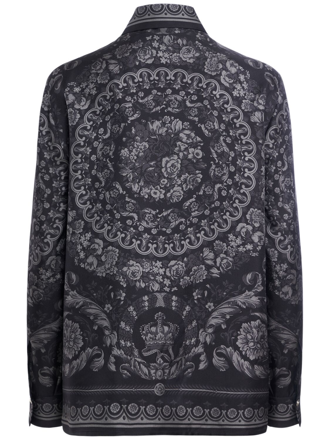 Versace Barocco print silk twill formal shirt