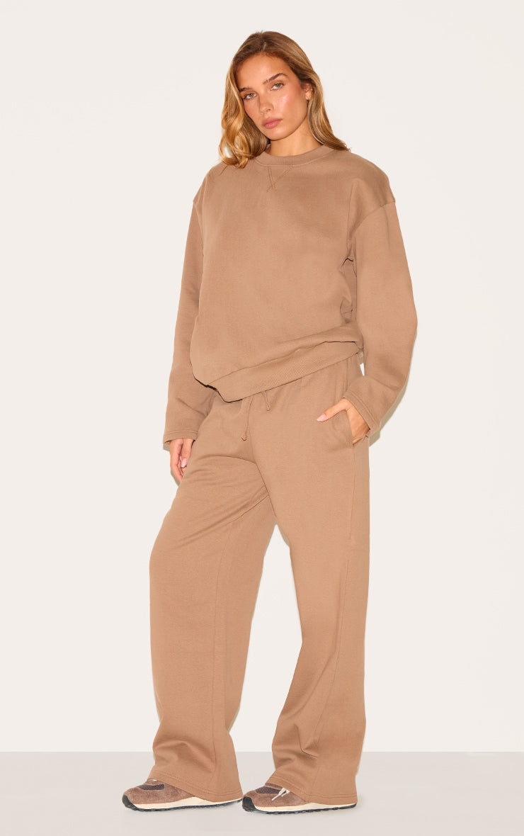 Taupe Premium Sweat Wide Leg Joggers