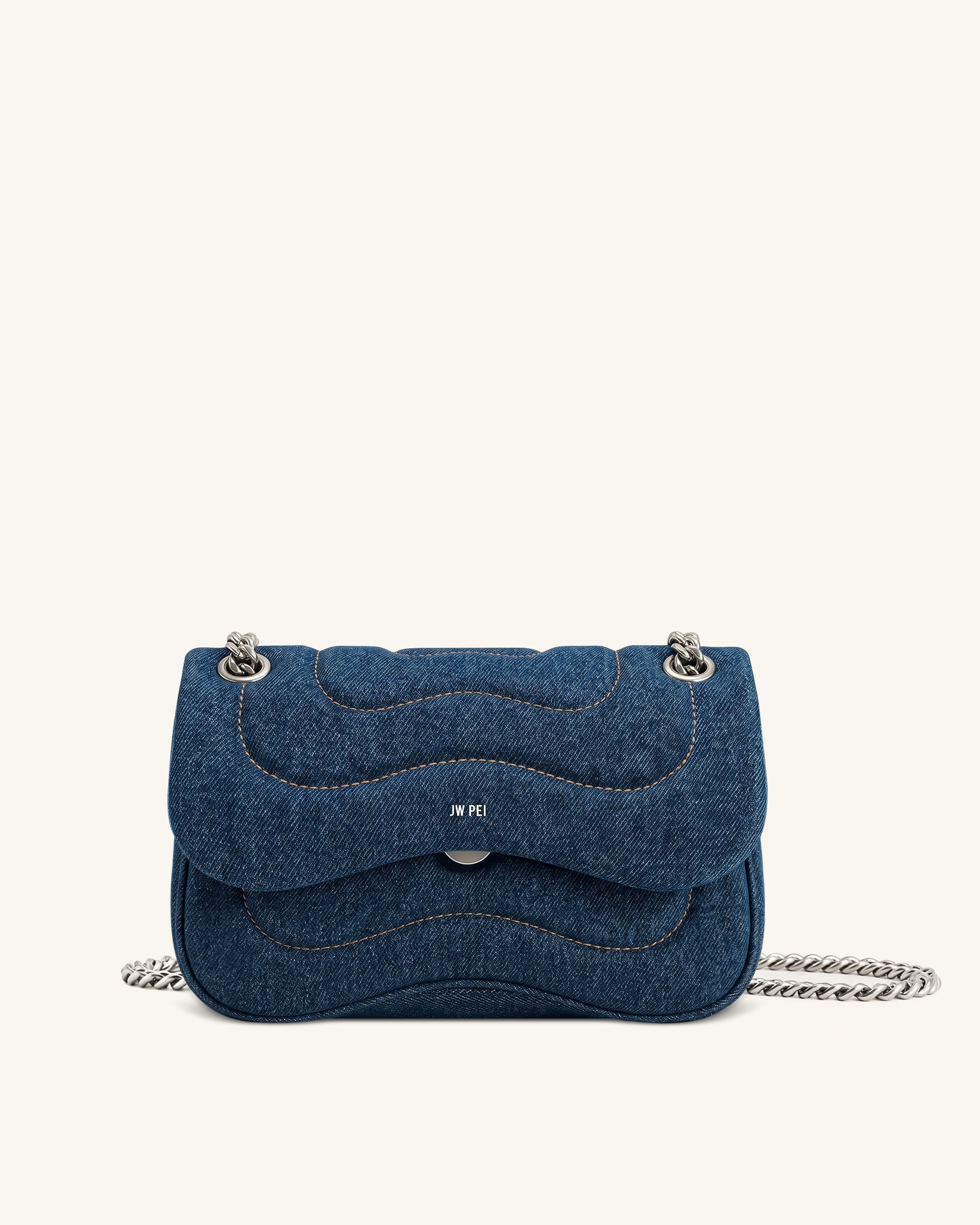 Tina Quilted Chain Crossbody - Blue Denim
