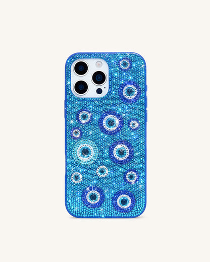 Evil Eye Artificial Crystal Embellished Phone Case - Pink