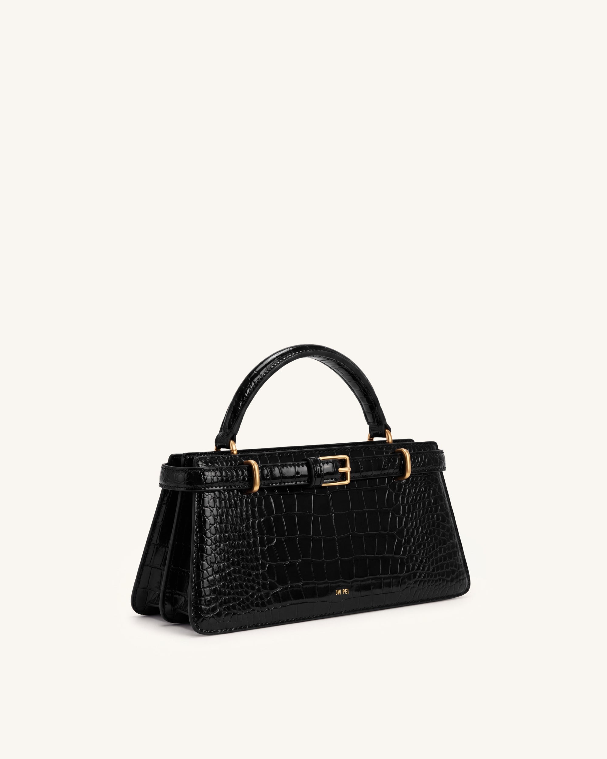 Elena Classic Top Handle Bag - Black Croc