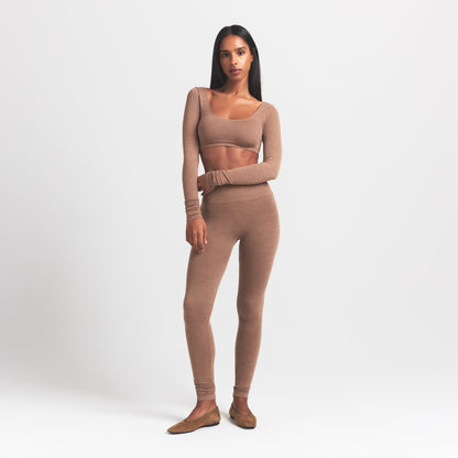 Wool Rib Long Sleeve Super Cropped Top