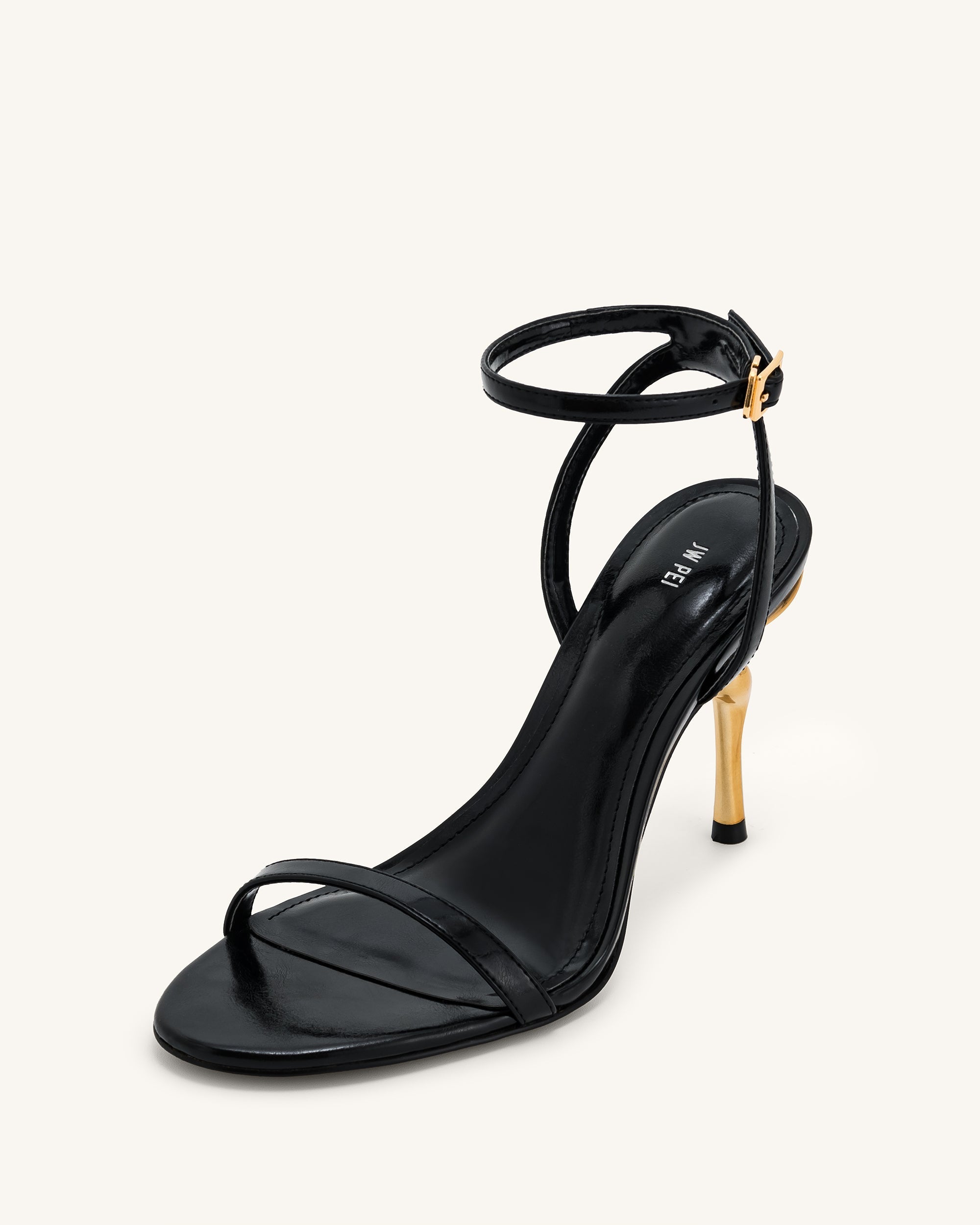 Alivia Gold Metal Heel Sandals - Denim Blue