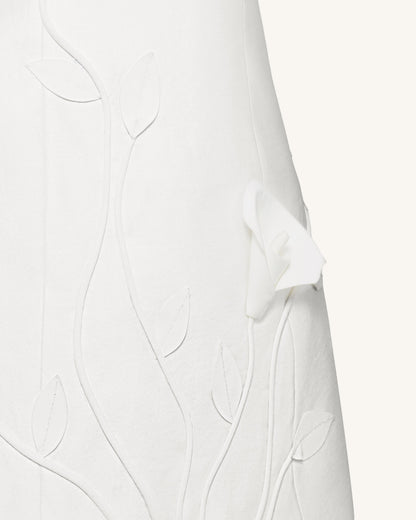 3D Vine Floral Strapless Mini Dress - White