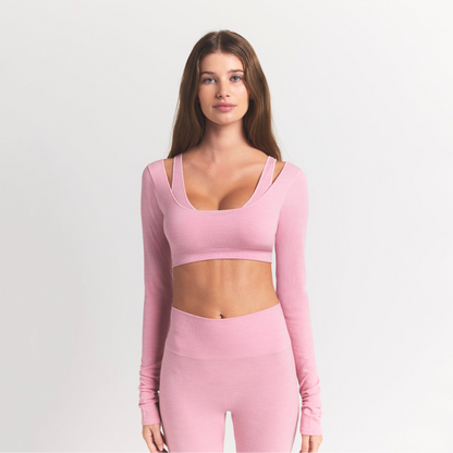 Wool Rib Long Sleeve Super Cropped Top