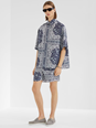 Fendi Blue Swimsuit with Elasticated Waist and All-Over FF Motif in Tech Fabric Man