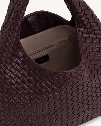 Laura Woven Shoulder Bag - Deep Burgundy