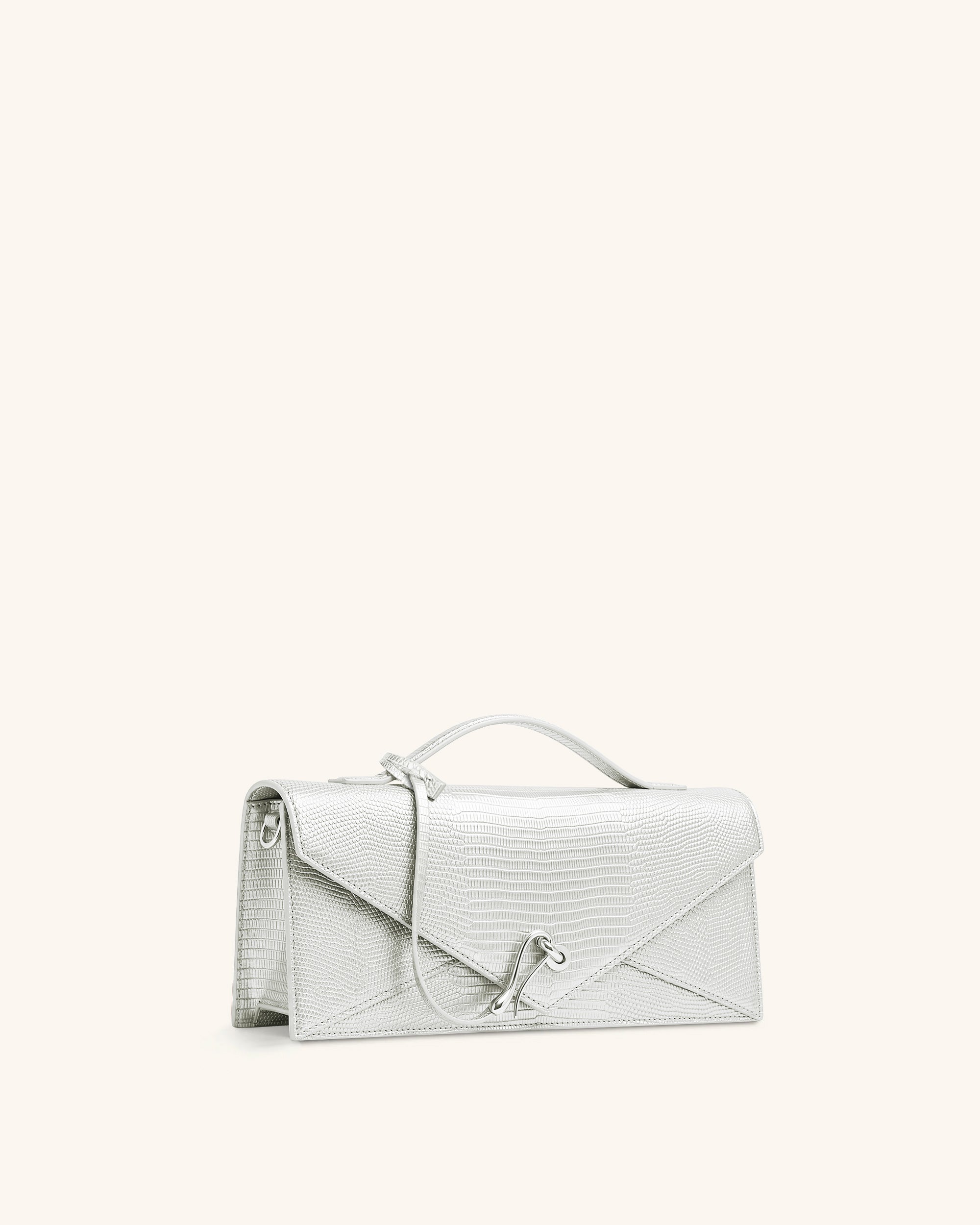 Celeste Envelope Top Handle Bag - Olive Green Lizard Texture