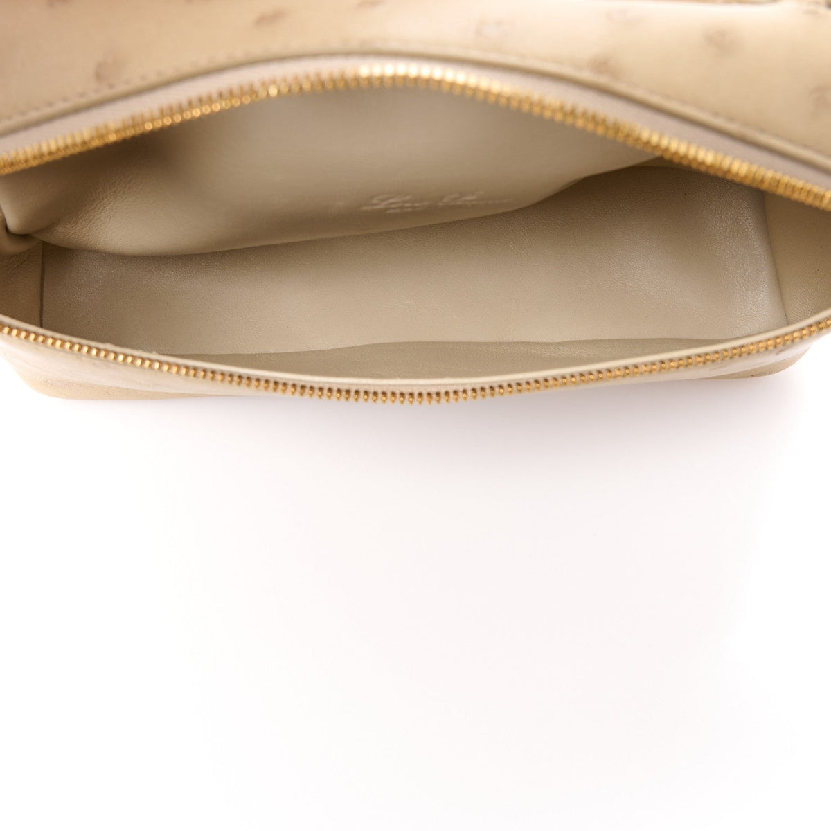 Loro Piana Ostrich L19 Extra Pocket Pouch Beige