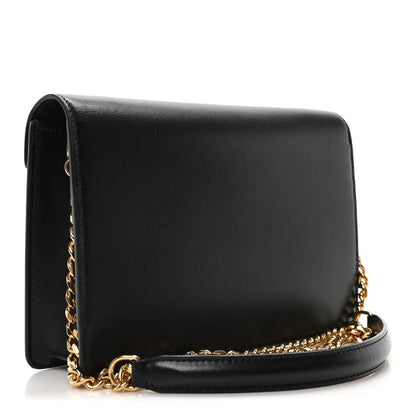 Shiny Calfskin Triomphe Margo Wallet on Chain Black
