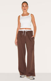 Chocolate Boxer Waistband Wide Leg Sweat Joggers