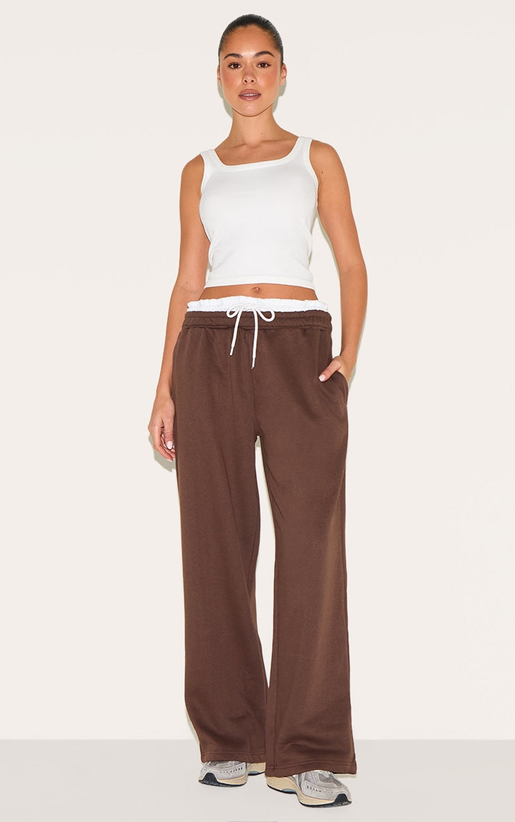 Chocolate Boxer Waistband Wide Leg Sweat Joggers