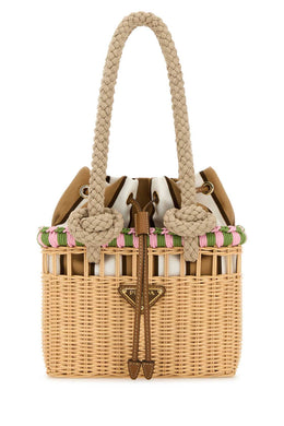 Natural Wicker Mini Bucket Bag