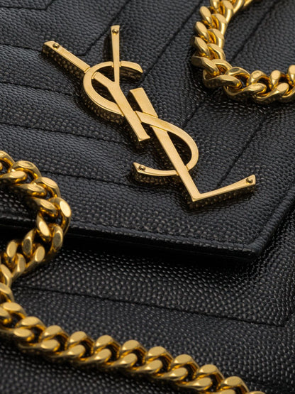 Saint Laurent Beige Quilted Leather chain on Wallet