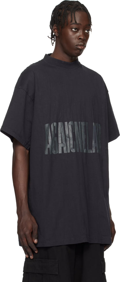 Black 'Agaicnelab' Oversized T-shirt
