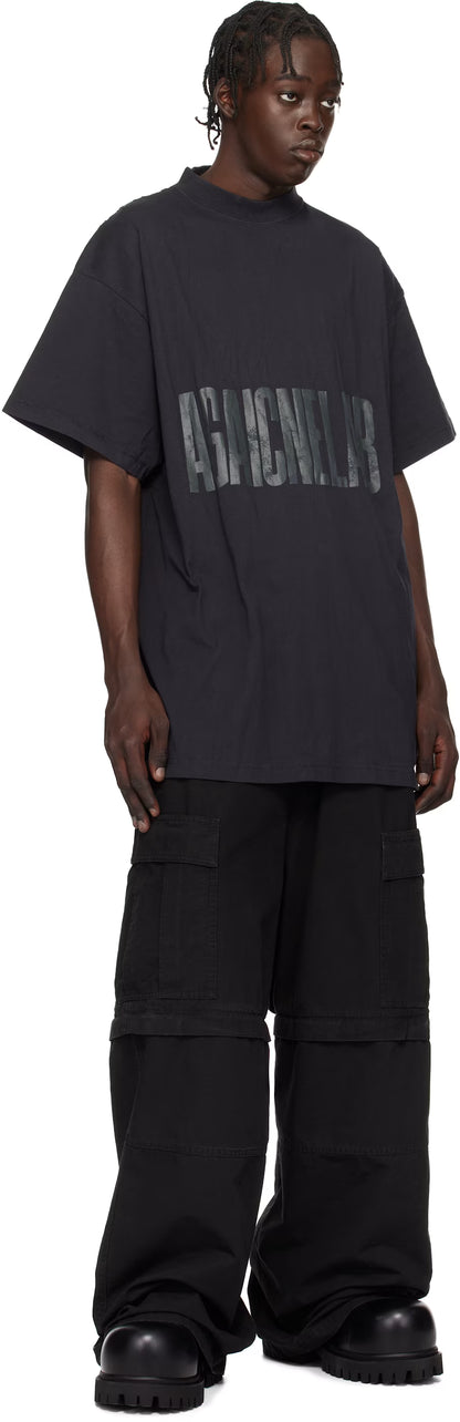Black 'Agaicnelab' Oversized T-shirt