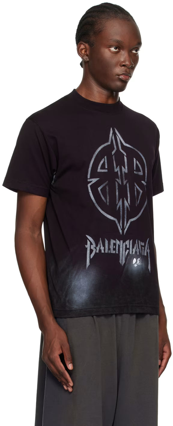 Black Metal 'BB' Stencil T-Shirt