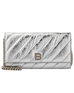 Balenciaga Crush metallic leather wallet on chain