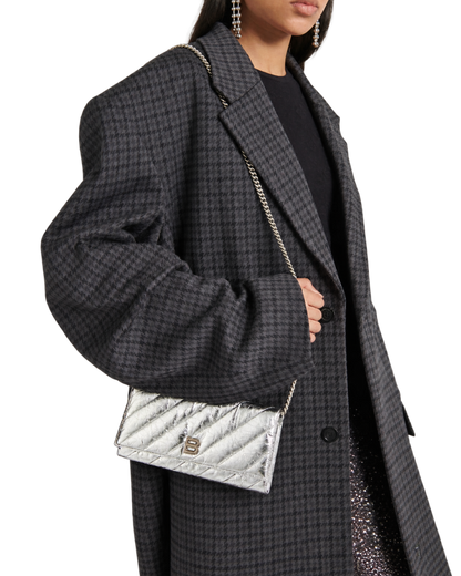 Balenciaga Crush metallic leather wallet on chain