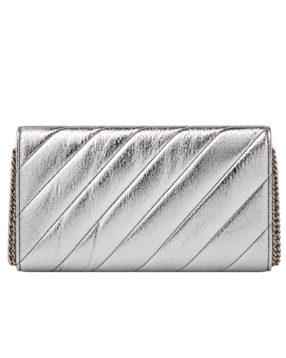 Balenciaga Crush metallic leather wallet on chain