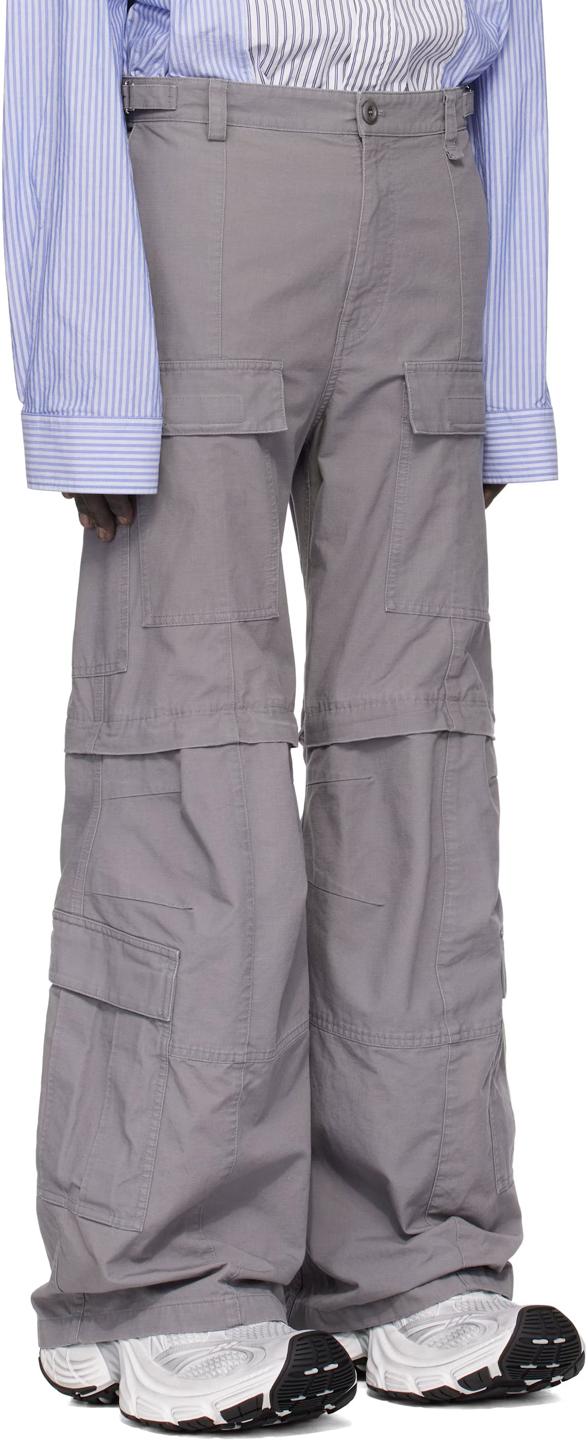 Gray Flared Cargo Pants