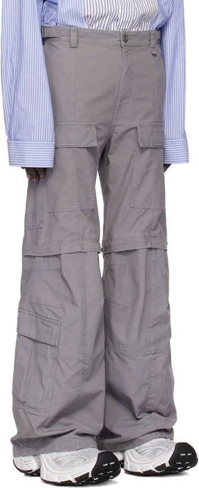 Gray Flared Cargo Pants