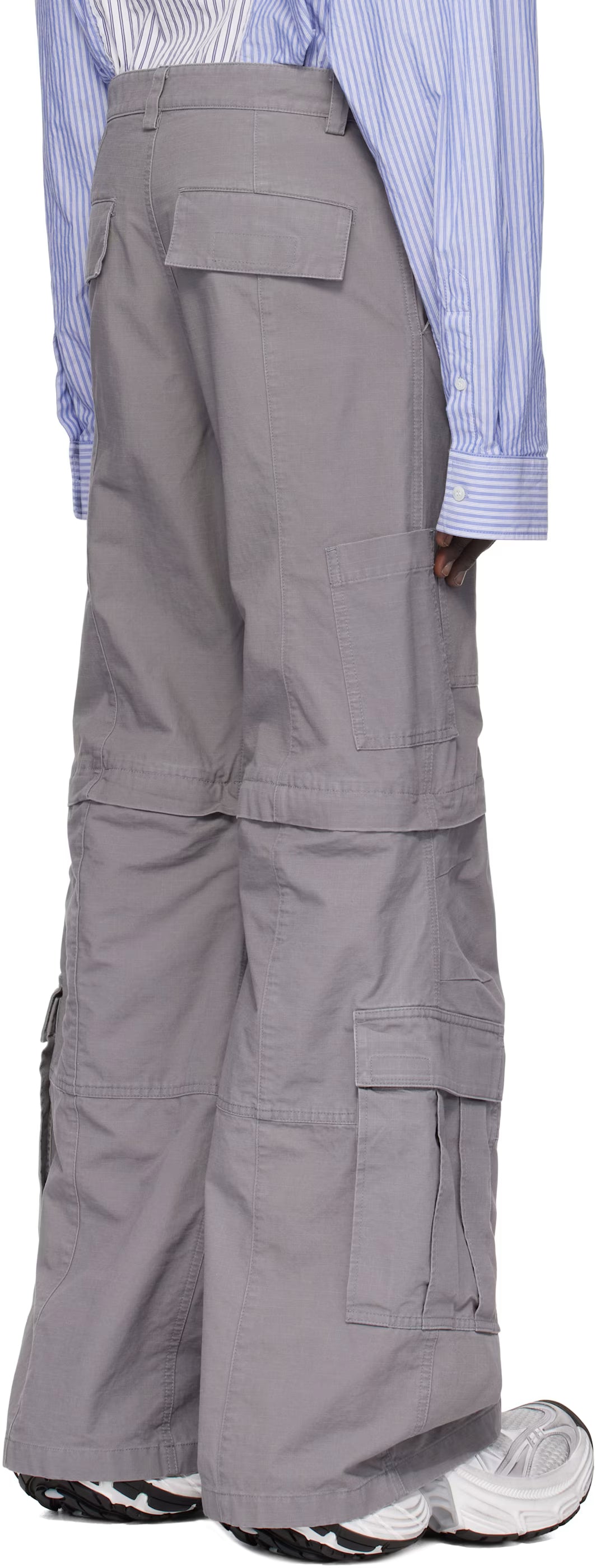 Gray Flared Cargo Pants