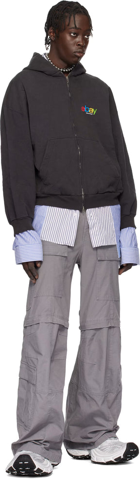Gray Flared Cargo Pants