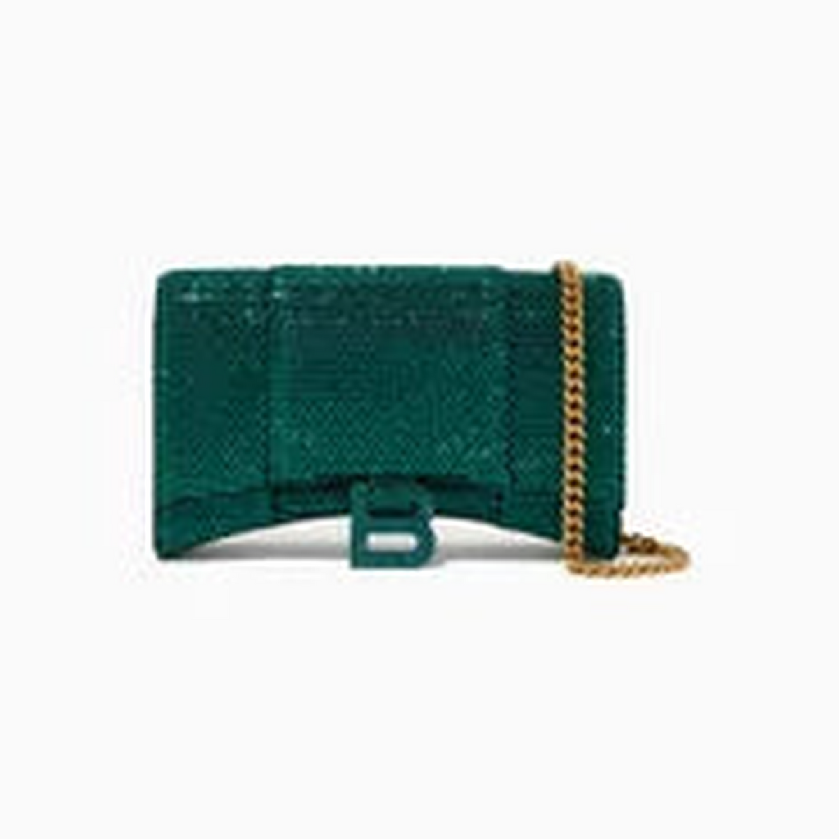Balenciaga Hourglass Wallet on Chain in Rhinestones Suede Calfskin