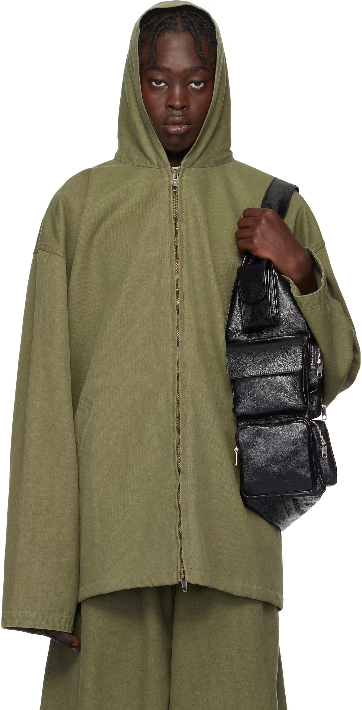 Khaki Hooded Zip-Up Jacket