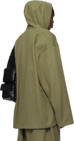 Khaki Hooded Zip-Up Jacket