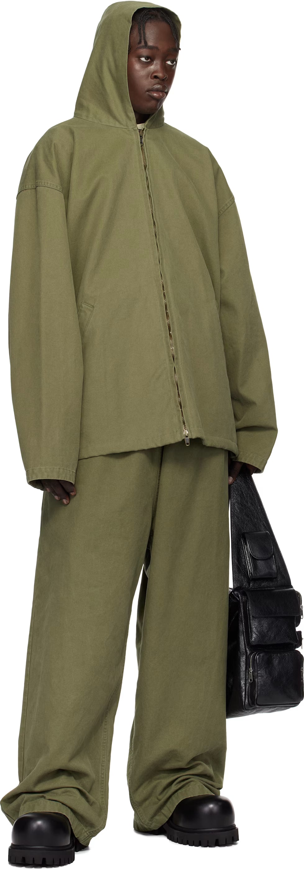 Khaki Hooded Zip-Up Jacket