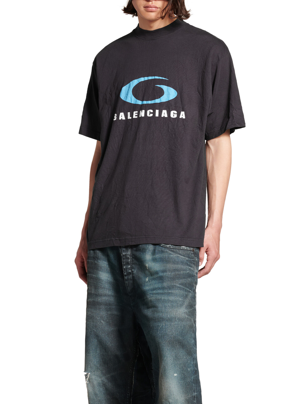 Balenciaga Loop Sports Icon T-Shirt in Washed Black