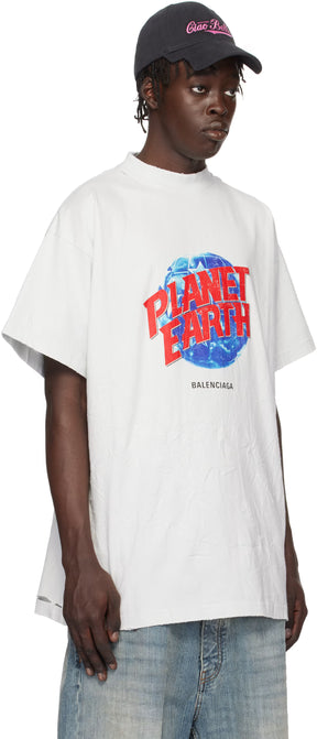 White 'Planet Earth' Oversized T-shirt