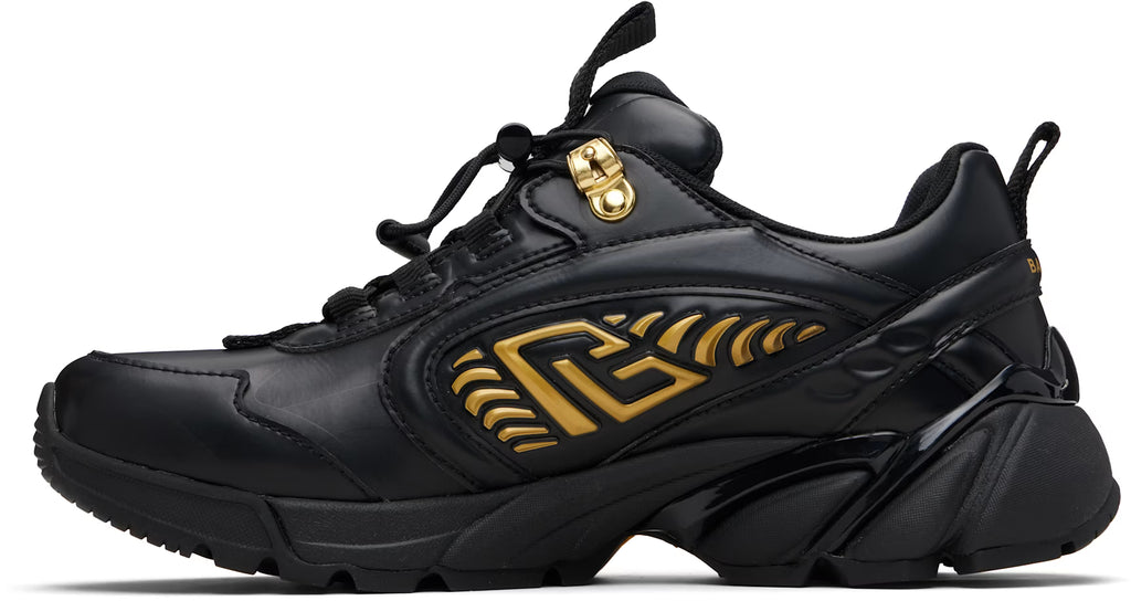 Balmain Black & Gold Cosmic Dust Glazed Leather Sneakers