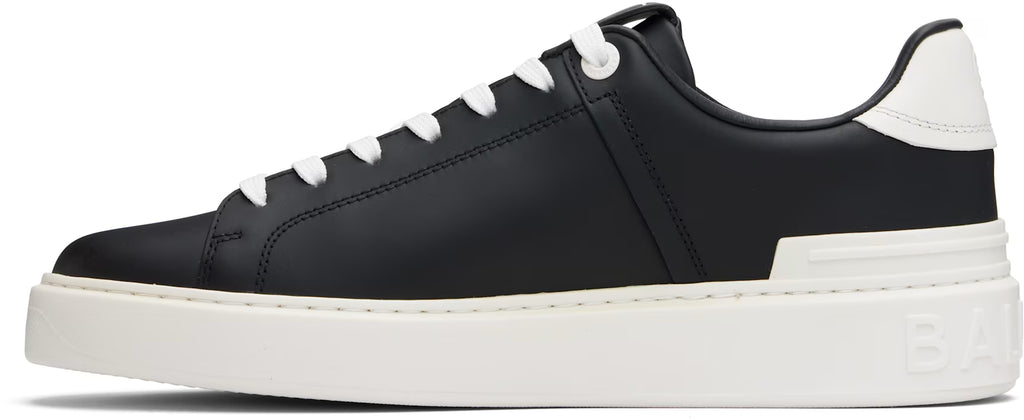 Balmain Black & White B-Court Printed Calfskin Sneakers