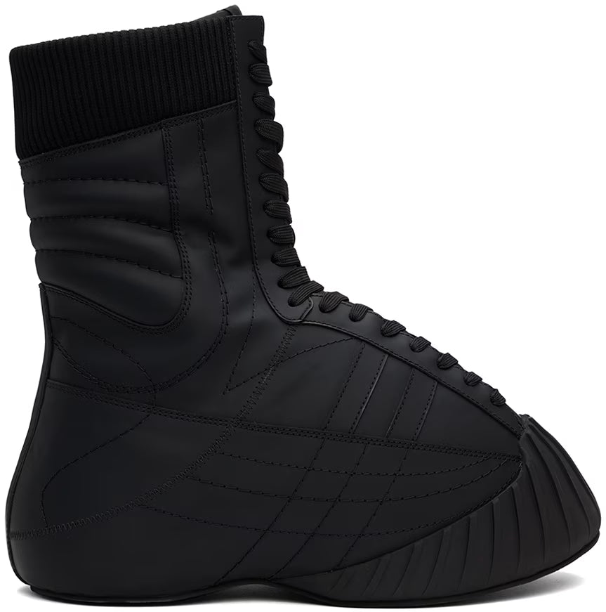 Balmain Black B-Cloud Rubberized Leather Boots