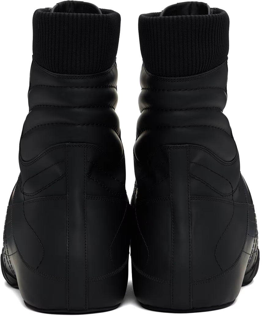 Balmain Black B-Cloud Rubberized Leather Boots