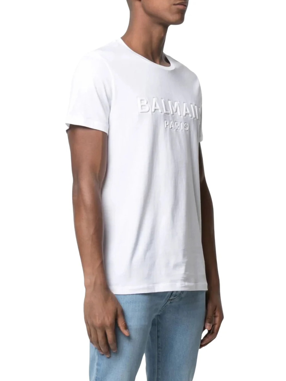 Balmain Paris Embossed Logo White T-Shirt