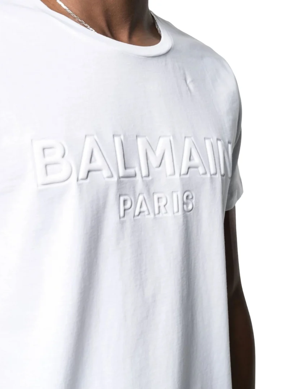 Balmain Paris Embossed Logo White T-Shirt