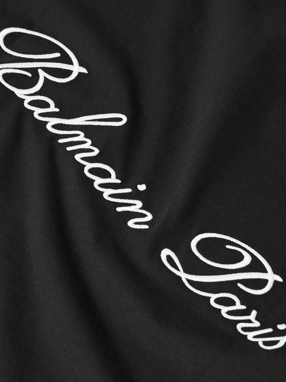 Balmain Logo Embroidered Loose Fit T-Shirt in Black