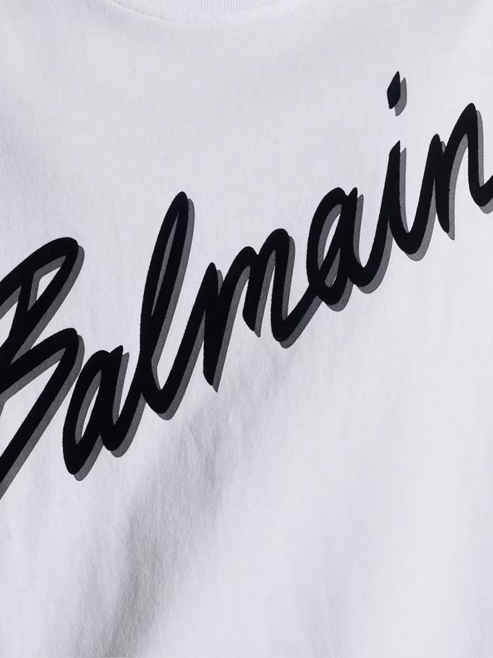 Balmain Flocked Balmain Letter Logo T-Shirt in White