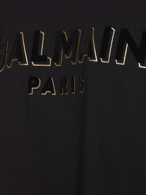 Balmain Crewneck Oversized T-shirt with Velvet Logo Black