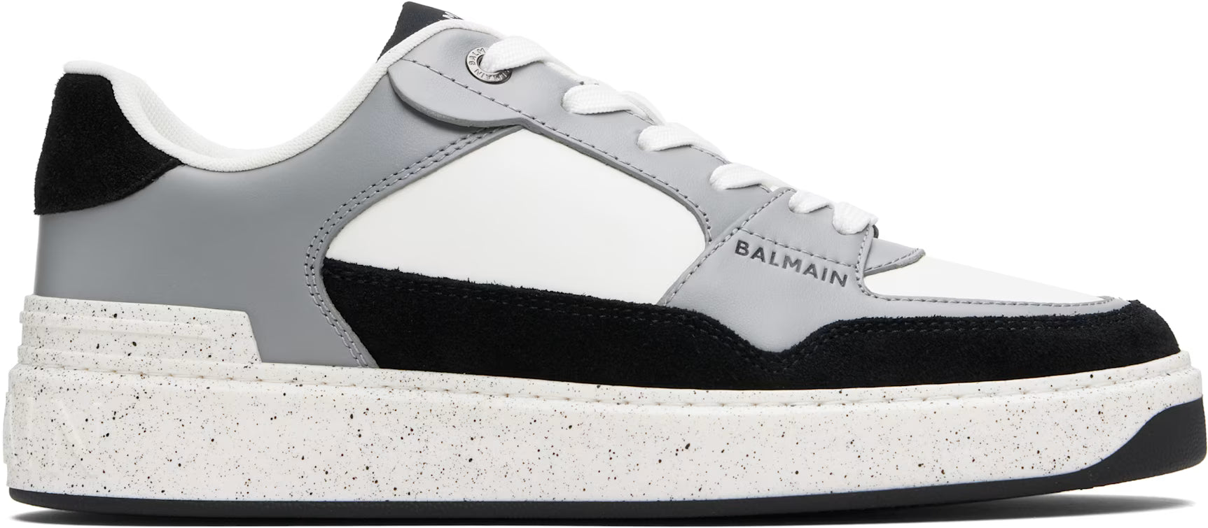 Balmain Gray & White B-Court Flip Suede Sneakers