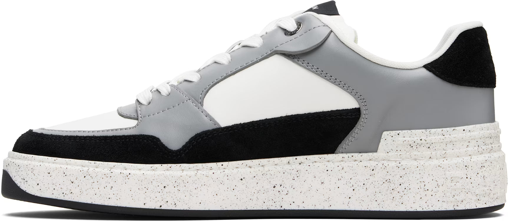 Balmain Gray & White B-Court Flip Suede Sneakers