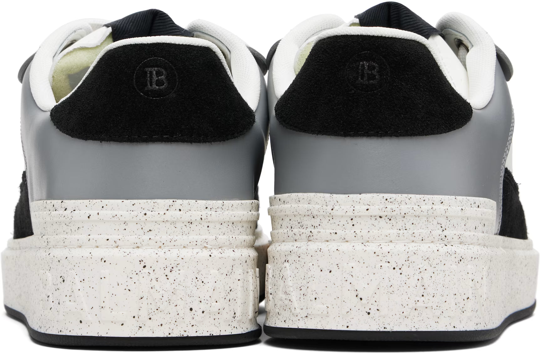 Balmain Gray & White B-Court Flip Suede Sneakers